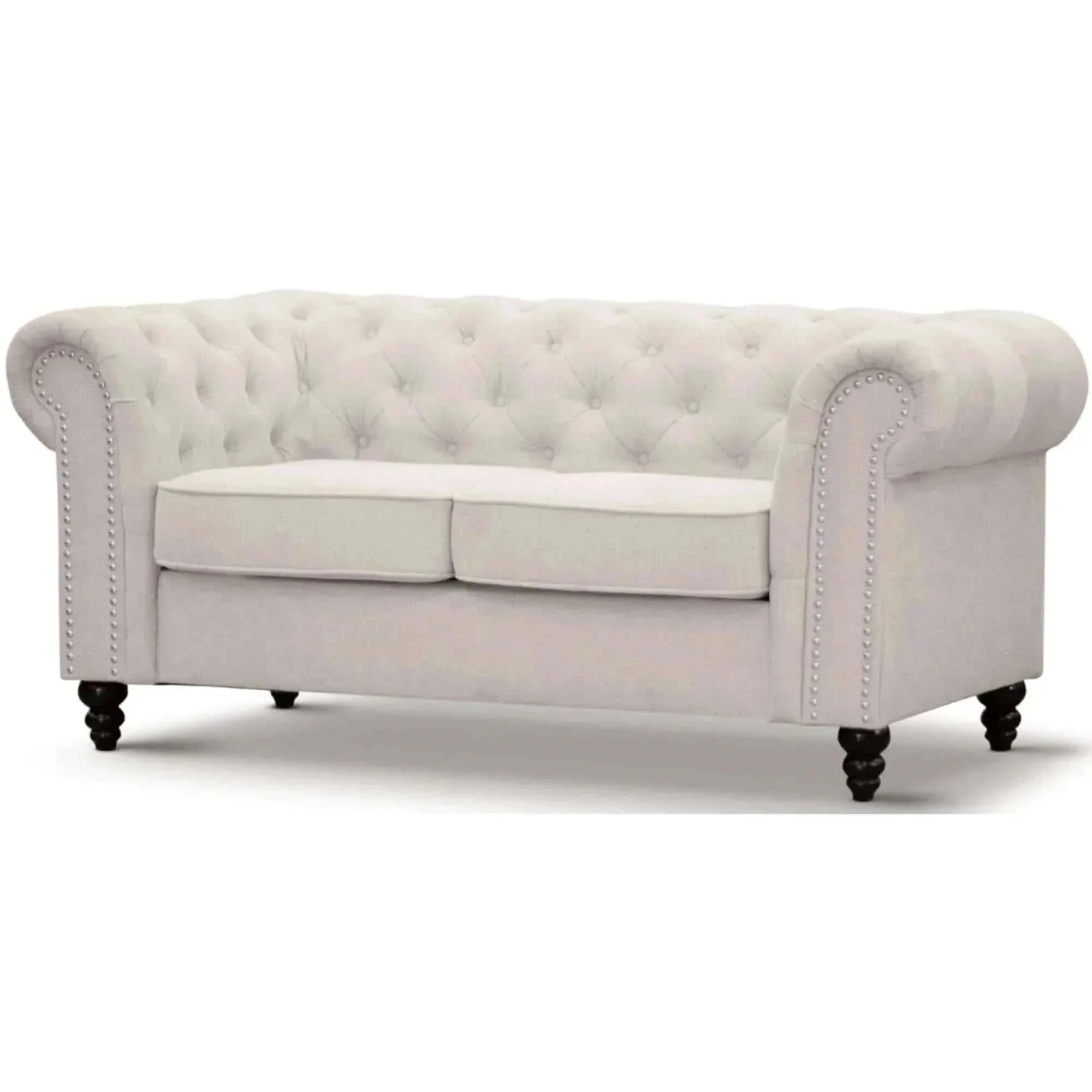 Mellowly Fabric Upholstered Chesterfield 2 Seater Sofa Couch - Beige