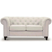 Mellowly Fabric Upholstered Chesterfield 2 Seater Sofa Couch - Beige