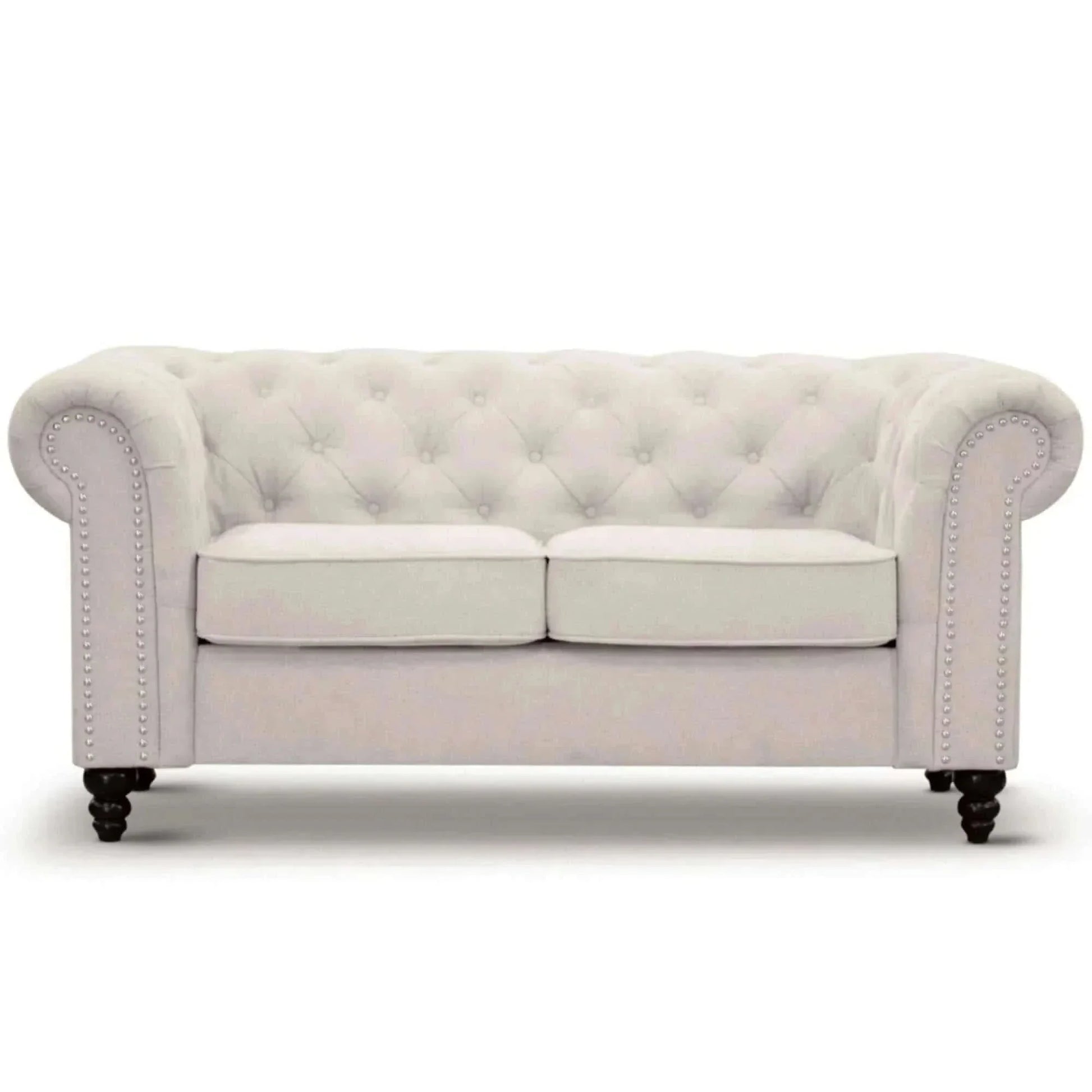 Mellowly Fabric Upholstered Chesterfield 2 Seater Sofa Couch - Beige