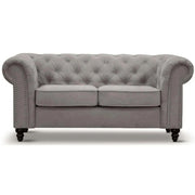 Mellowly Fabric Uplholstered Chesterfield Two Seater Couch - Grey