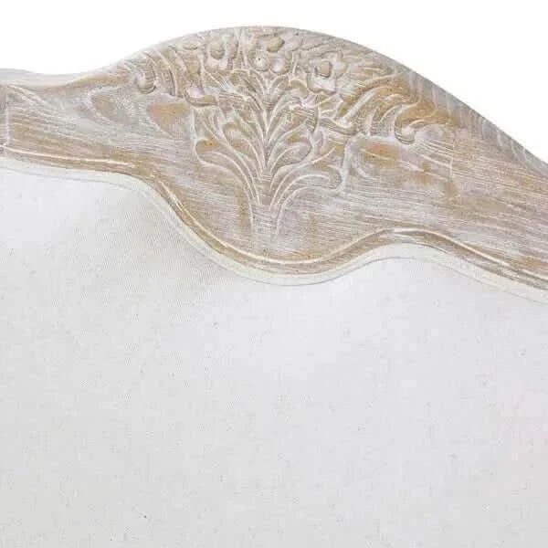 Linen Fabric Oak Wood White Washed Finish 2 Person Sofa