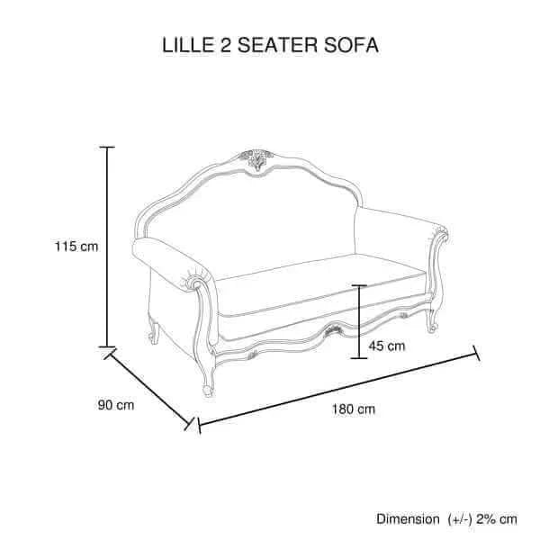 Linen Fabric Oak Wood White Washed Finish 2 Person Sofa
