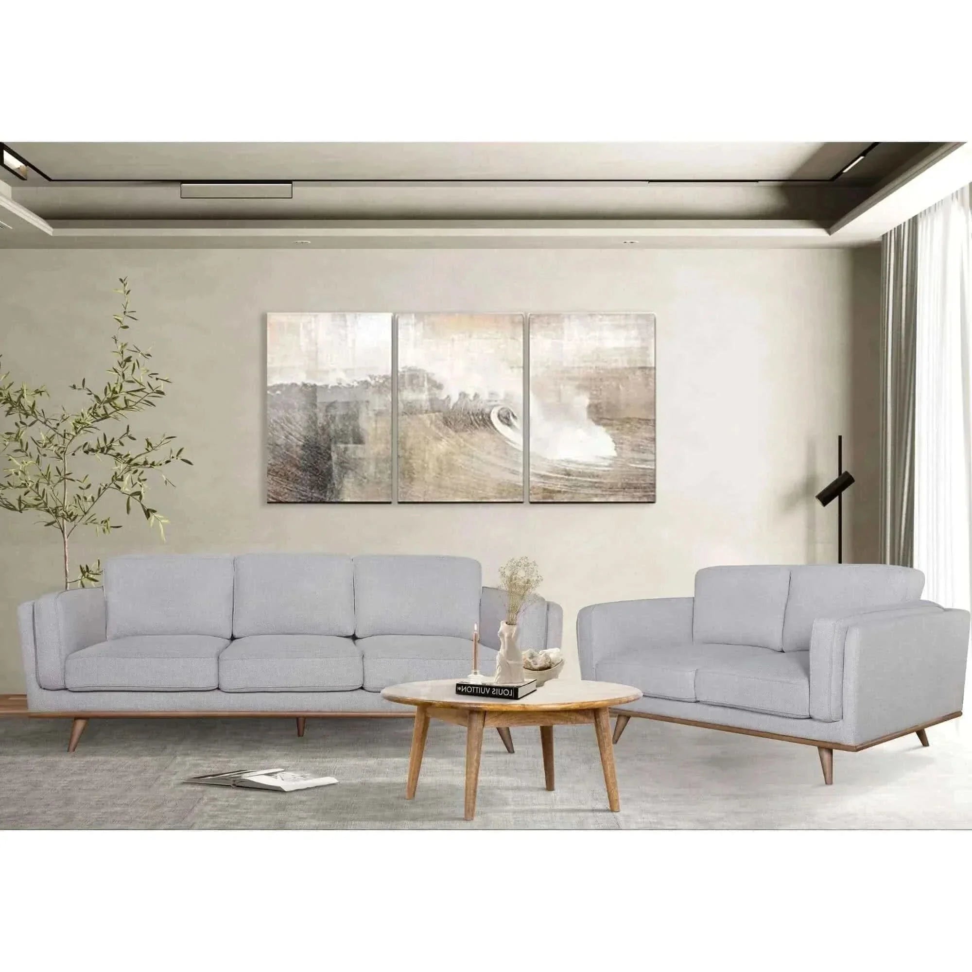 Petalsoft Upholstered 2 Seater Sofa Fabric Lounge Couch - Grey