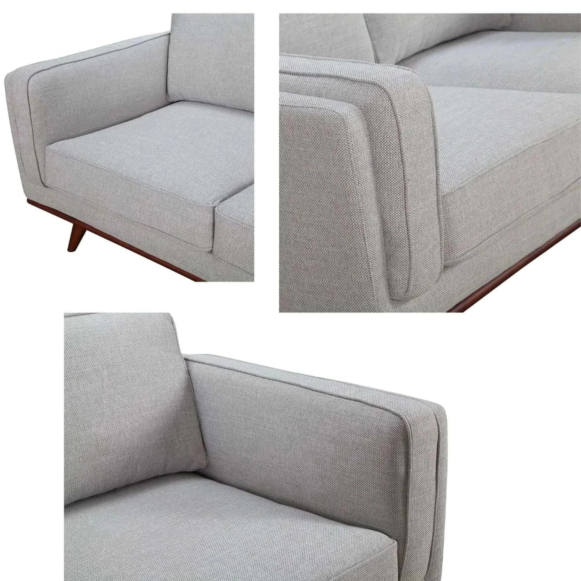 Petalsoft Upholstered 2 Seater Sofa Fabric Lounge Couch - Grey