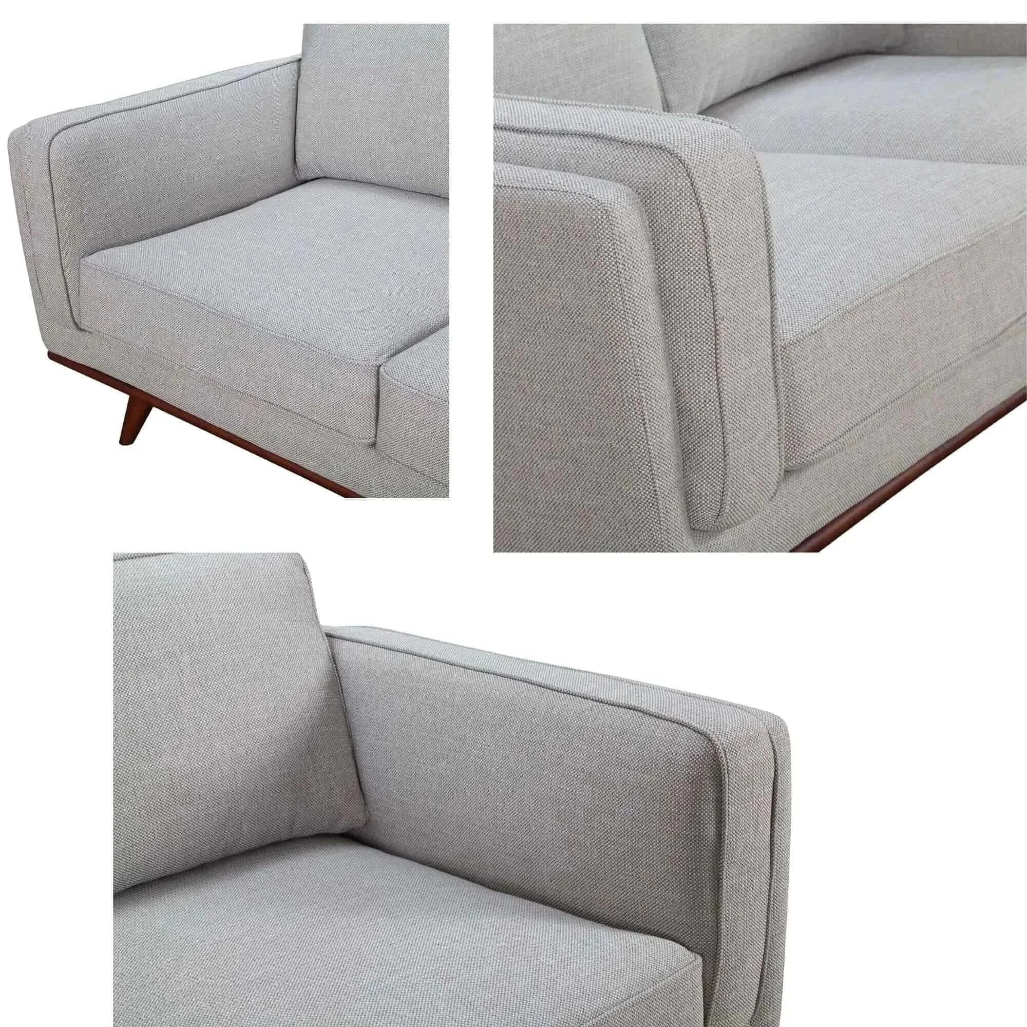Petalsoft Upholstered 2 Seater Sofa Fabric Lounge Couch - Grey