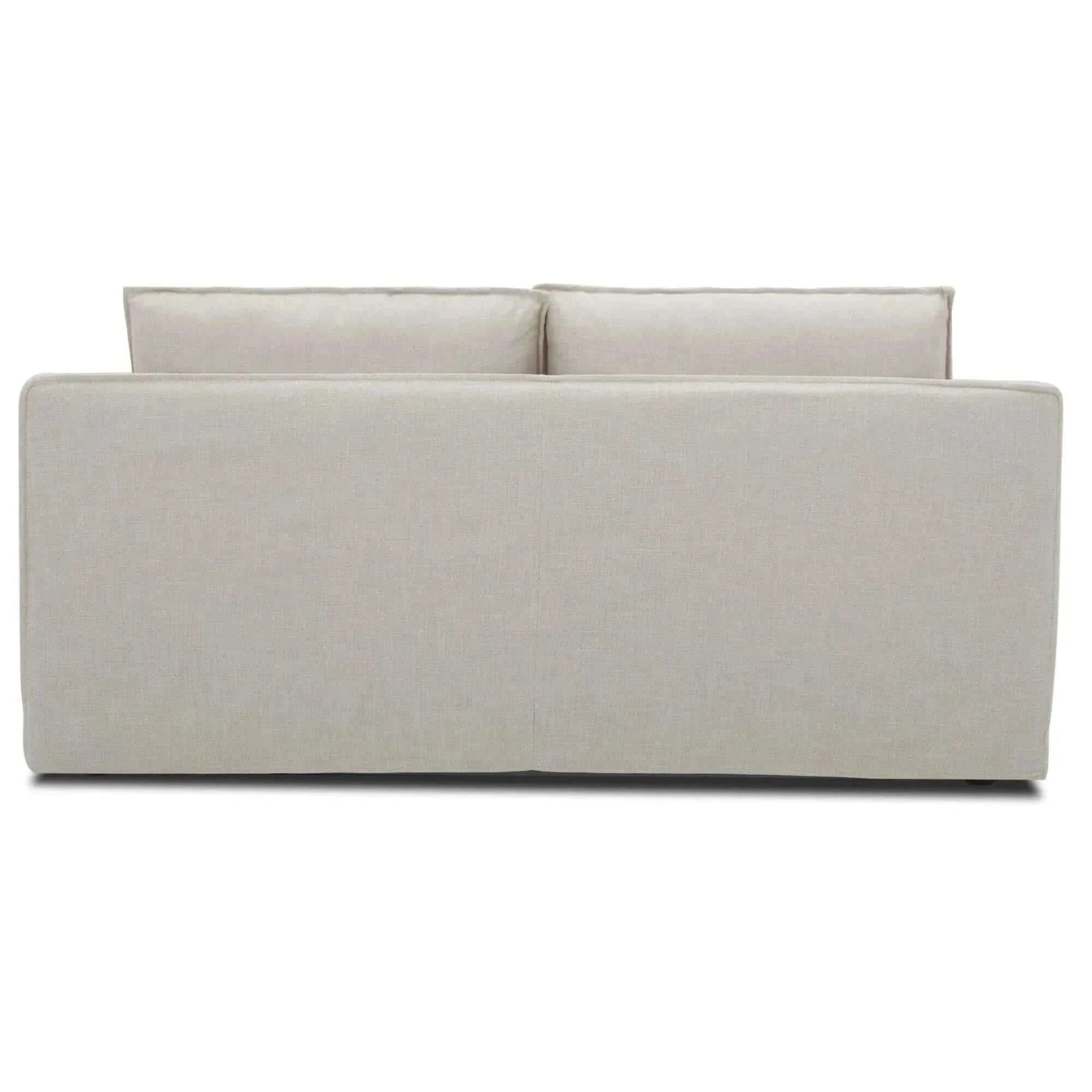 Plushy Upholstered 2 Seater Sofa Fabric Couch - Stone