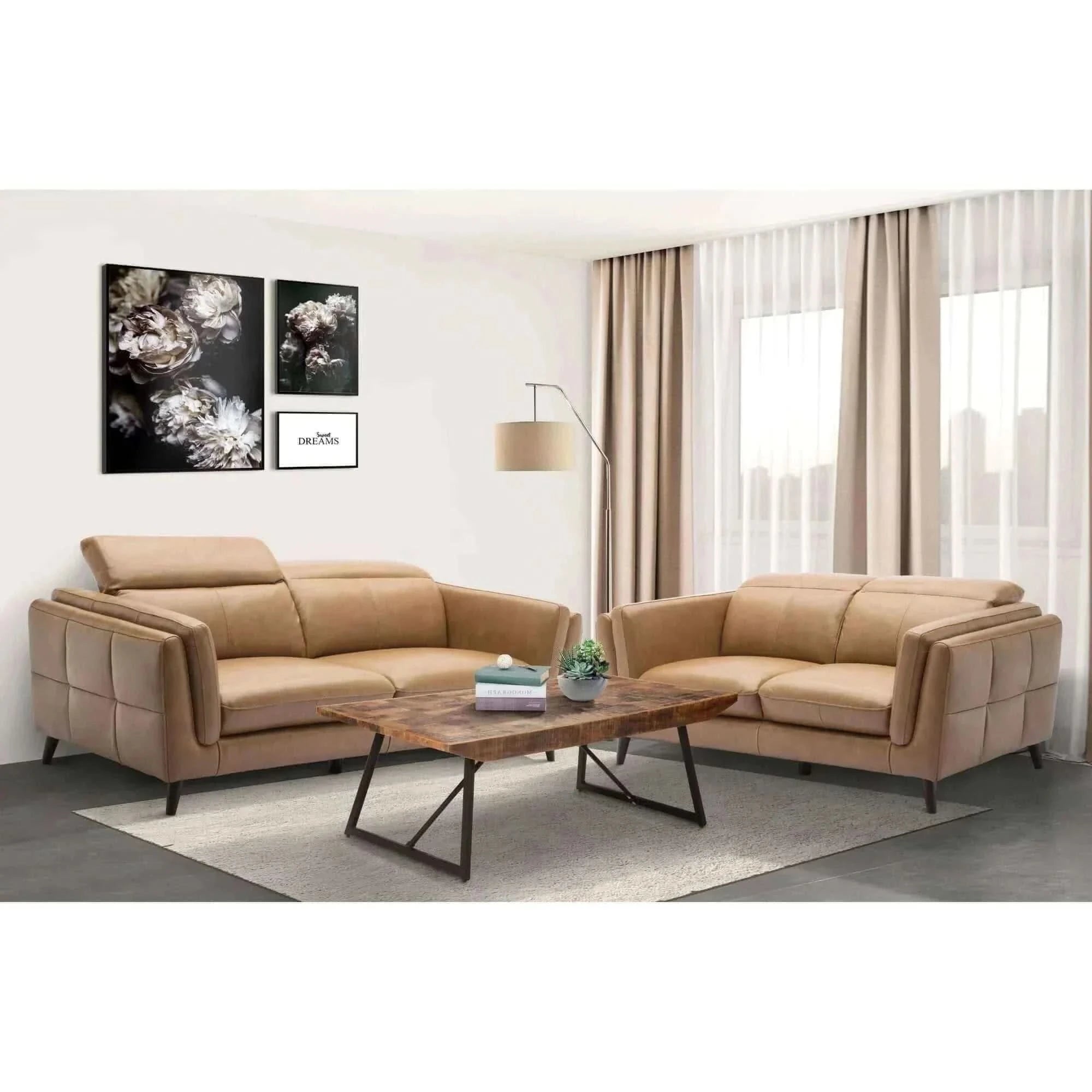 Quince Two Seater Leather Sofa Upholstered Lounge Coach