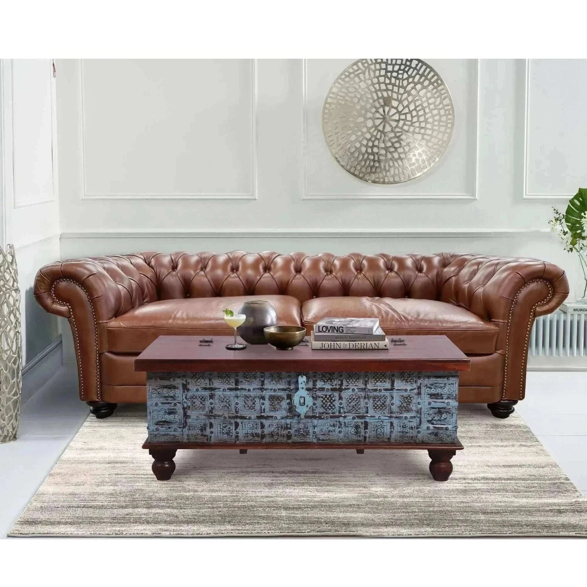 Sonny 2.5 Seater Genuine Leather Chesterfield Sofa Couch - Butterscotc
