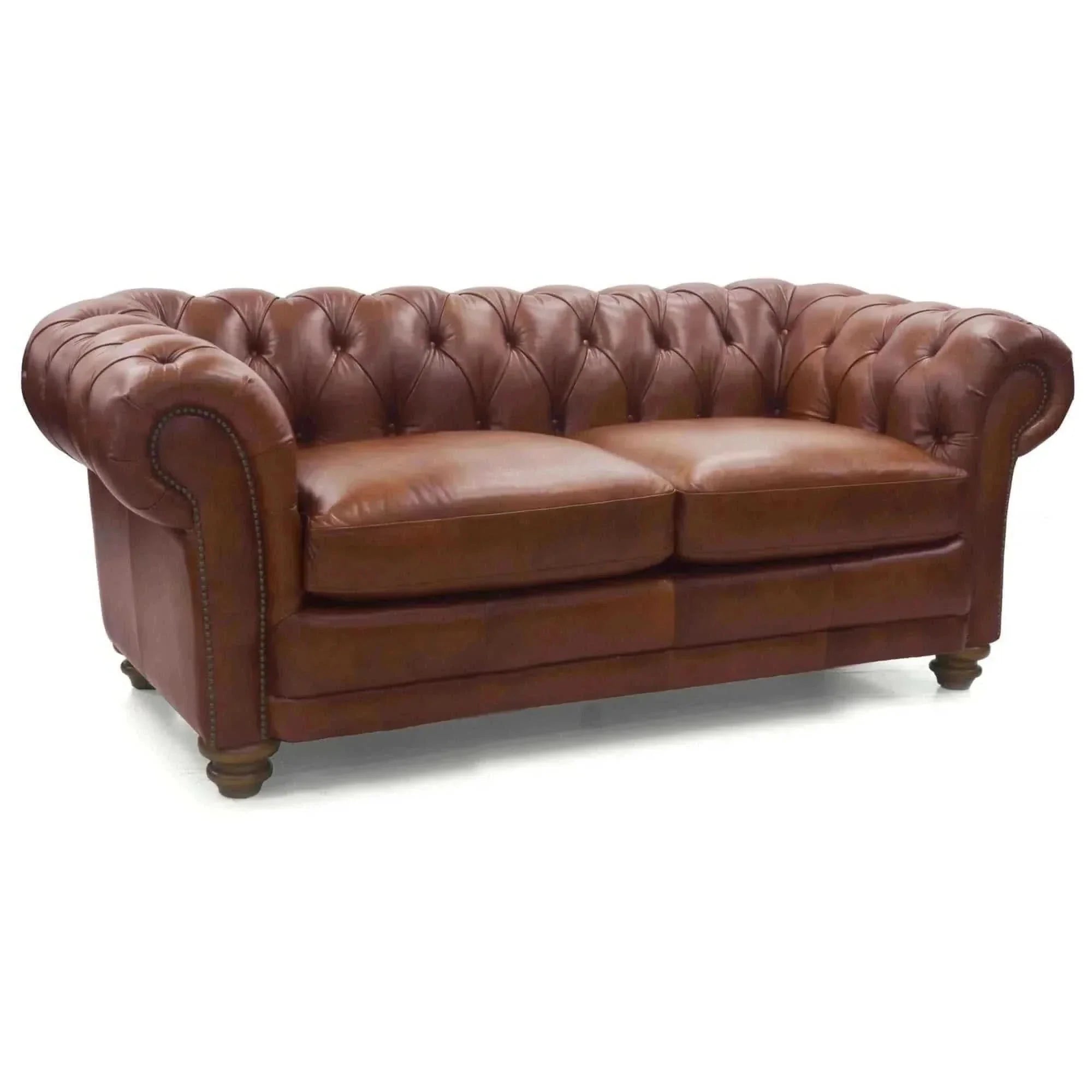 Sonny 2.5 Seater Genuine Leather Chesterfield Sofa Couch - Butterscotc